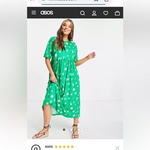 ASOS oversized midi smock dress in green daisy floral print. Worn once.Retail 40